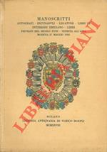 Manoscritti - Autografi - Incunaboli - Legature - Libri d'interesse emiliano - Libri figurati del secolo XVIII. Vendita all'asta. Modena 27 maggio 1928