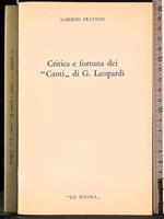 Critica e fortuna dei ''Canti'' di G Leopardi