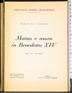 Tesi laurea facoltà teologia. Mutuo e usura in Benedetto XIV