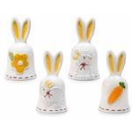 Campane Pasquali in Ceramica con Orecchie di Coniglio Set da 4
