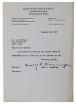 Henry A. Kissinger Autograph: Original Letter Signed (Jaunuary 10, 1956)