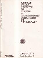 Annali della facoltà di lingue e letterature straniere di Ca' Foscari, XVI, numero 3, 1977