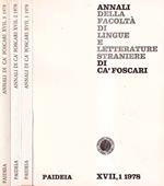 Annali della facoltà di lingue e letterature straniere di Ca' Foscari, anno XVII, numero 1, 2, 3, 1978