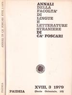 Annali della facoltà di lingue e letterature straniere di Ca' Foscari, anno XVIII, numero 3, 1979