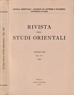 Rivista degli studi orientali anno 1985, vol LIX, fasc I-IV