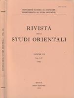 Rivista degli studi orientali anno 1986, vol LX, fasc I-IV