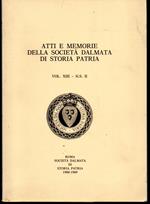 Atti e memorie della Società Dalmata di Storia Patria Vol. XIII - N.S. II