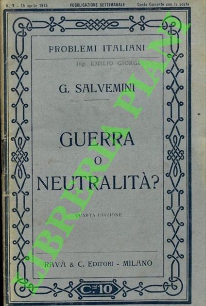 Guerra o neutralità? - Gaetano Salvemini - copertina