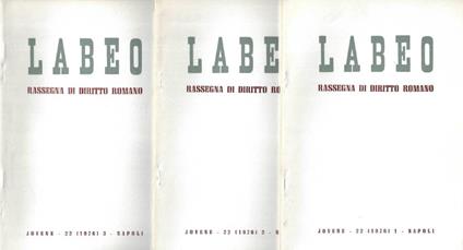 Labeo n. 22 Fasc. 1 - 2 - 3 - copertina