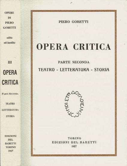 Opera critica - Piero Gobetti - copertina