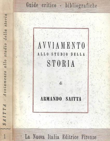 Avviamento allo studio della storia - Armando Saitta - copertina