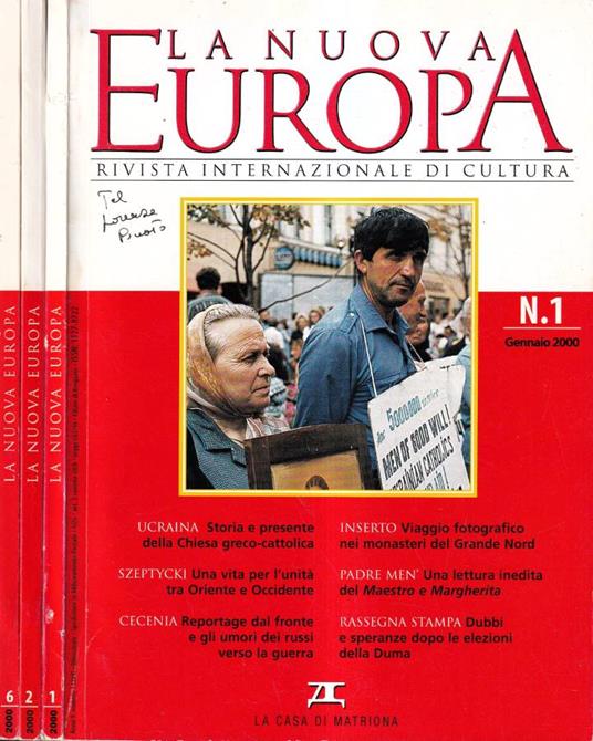 La Nuova Europa, numero 1, 2, 6, 2000 - copertina