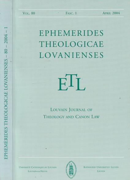 Ephemerides theologicae lovanienses vol 80, fasc 1, aprile 2004 - copertina