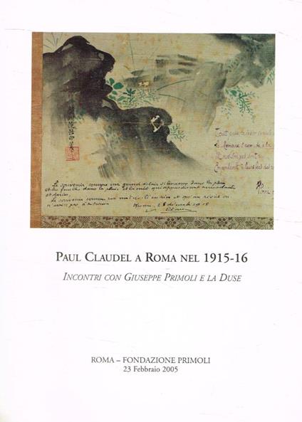 Paul Claudel a Roma nel 1915-16 - copertina