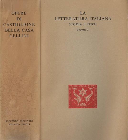 Opere di Castiglione, Della Casa, Cellini - copertina