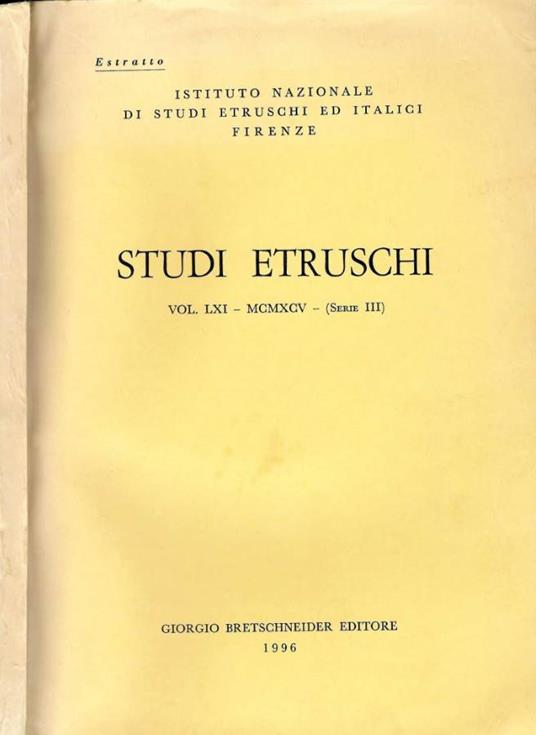 Studi Etruschi - copertina