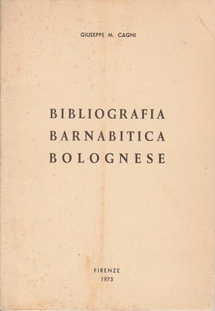 Bibliografia Barnabitica Bolognese - copertina