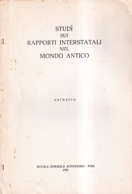 Studi sui rapporti interstatali nel mondo antico - copertina