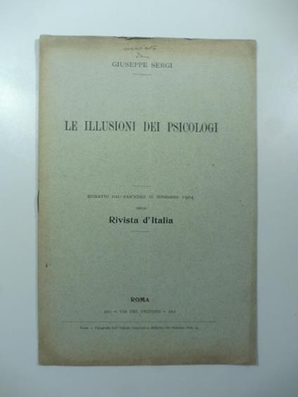 Le illusioni dei psicologi - Giuseppe Sergi - copertina