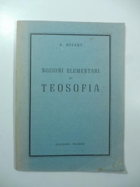 Nozioni elementari di teosofia - Annie Besant - copertina