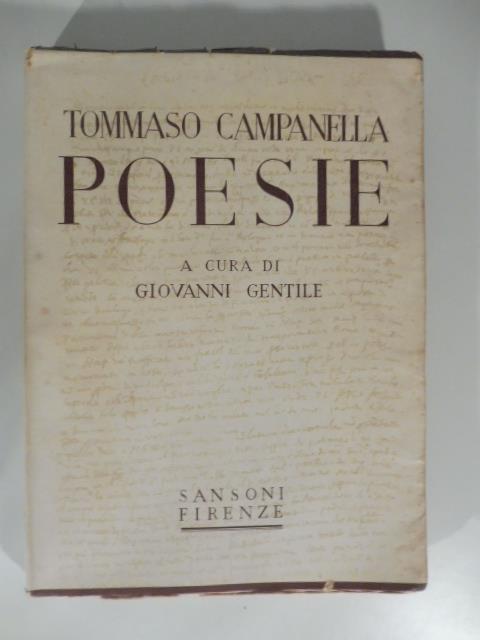 Poesie. A cura di Giovanni Gentile - Tommaso Campanella - copertina