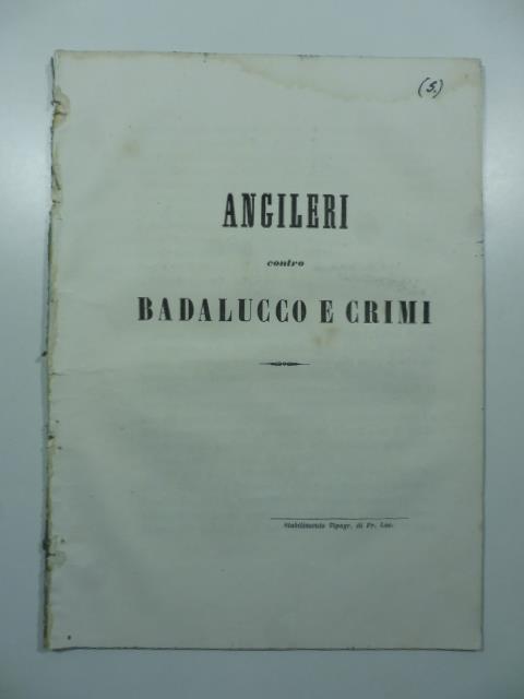 Angileri contro Badalucco e Crimi - copertina