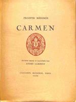 Carmen. Edition ornee de quinze compositions en couleurs gravees a l'eau-forte et de lettrines et ornements graves sur bois par Andre' Lambert