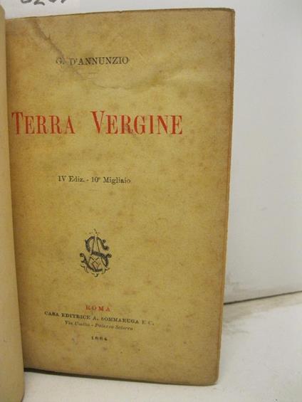 Terra vergine. IV edizione - 10o migliaio - Gabriele D'Annunzio - copertina