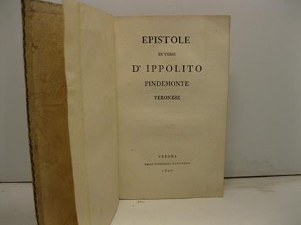 Epistole in versi - Ippolito Pindemonte - copertina