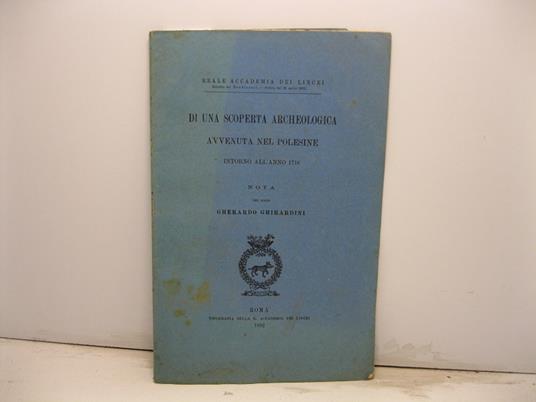 Di una scoperta archeologica avvenuta nel Polesine intorno all'anno 1716 - Gherardo Ghirardini - copertina