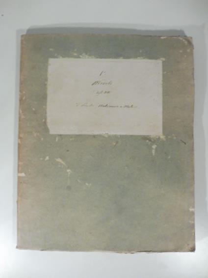 Collezione di moduli ossieno formole degli atti di nascita, matrimonio e morte per servire di norma onde riempire i vani... in conformita'... alle regie Patenti del 20 giugno 1837 - copertina