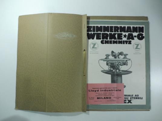 Zimmermann. Werke. A.-G. Chemnitz. Macchina universale ad affilare e rettificare gli utensili Rotorex. (Segue): Idem: Machines automatiques a' tailler les engranages coniques.. - copertina