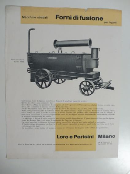 Macchine stradali forni di fusione per leganti. Loro e Parisini. Grafica dello Studio Boggeri - copertina