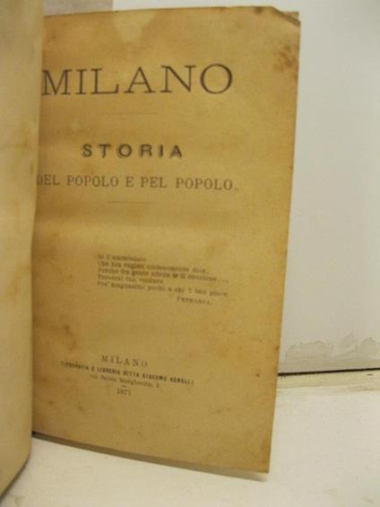 Milano. Storia del popolo e pel popolo - Cesare Cantù - copertina