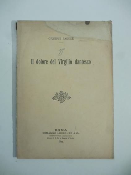 Il dolore del Virgilio dantesco - Giuseppe Barone - copertina