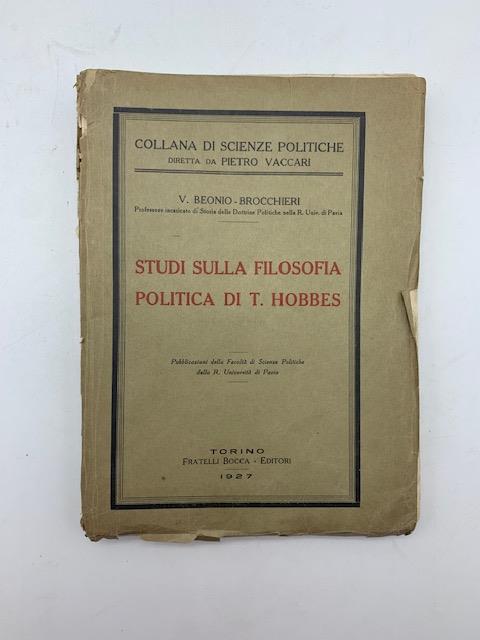 Studi sulla filosofia politica di T. Hobbes - Vittorio Beonio Brocchieri - copertina