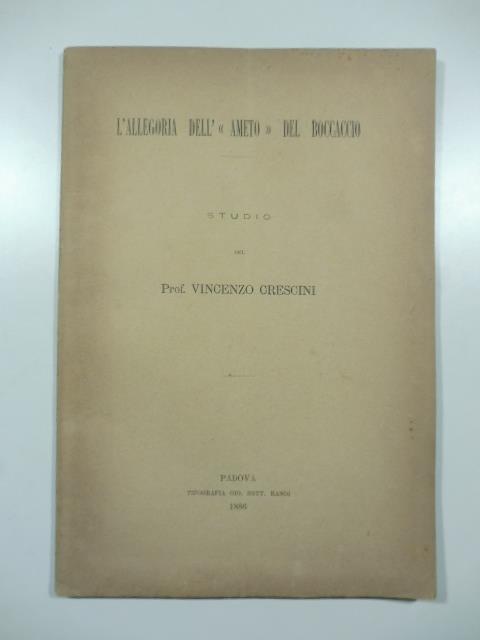 L' allegoria dell'Amleto del Boccaccio. Studio - Vincenzo Crescini - copertina