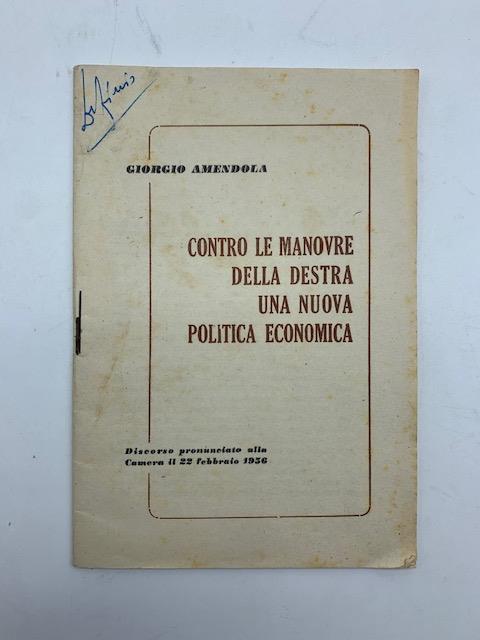 Contro le manovre della Destra una nuova politica economica - Giorgio Amendola - copertina