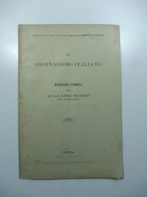 Giornali e spirito pubblico in Milano sulla fine del sec. XVIII - Luigi Piccioni - copertina