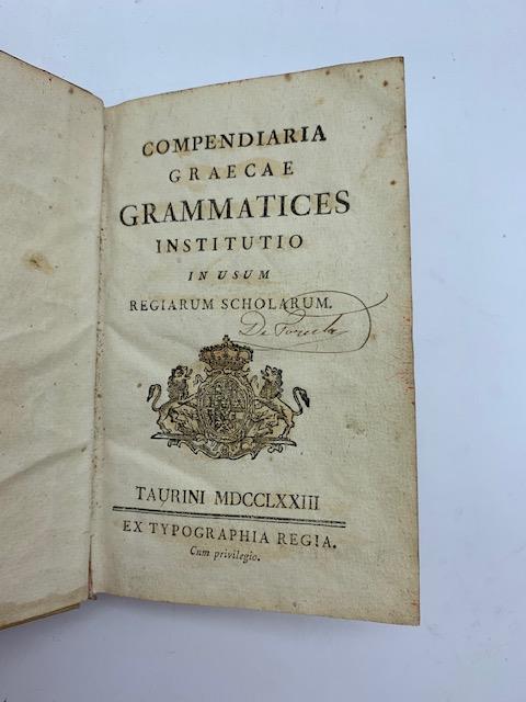 Compendiaria Graecae grammatices institutio in usum Regiarum Scholarum - copertina