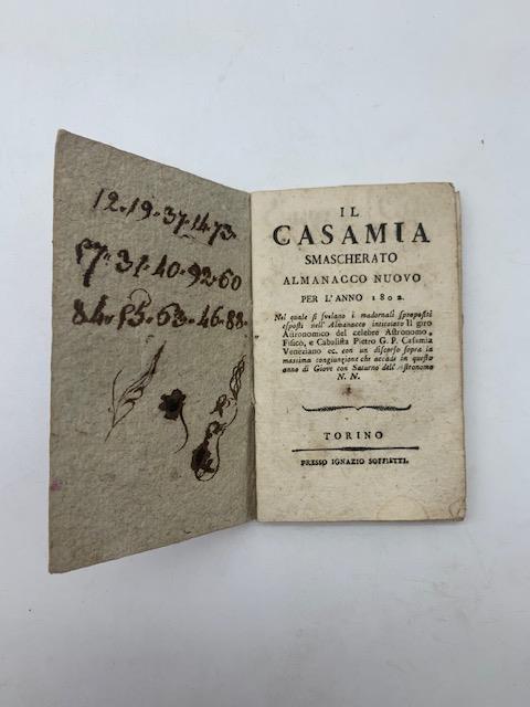 Il Casamia smascherato. Almanacco nuovo per l'anno 1802 - copertina