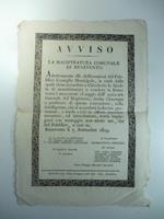 Avviso. La magistratura comunale di Benevento...viene accordata a chicchesia la facolta' di manofatturare e vendere...i maccaroni..