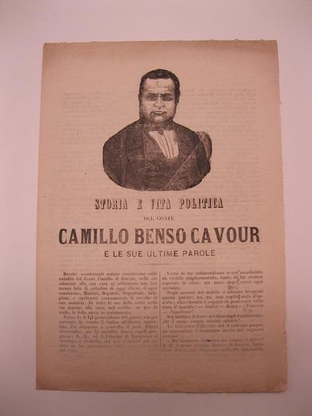 Storia e vita politica del Conte Camillo Benso Cavour e le sue ultime parole - copertina