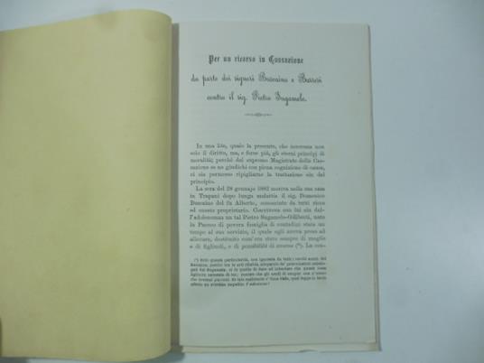 Per un ricorso in cassazione da parte dei signori Buscaino e Barresi contro il sig. Pietro Sugamele - copertina