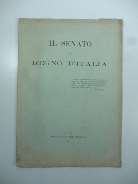 Del carattere, della autorita' e della dignita' del Senato secondo lo spirito dello Statuto albertino. Considerazioni e proposte di un senatore - copertina