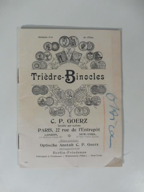 Triedre Binocles C.P. Gorez, Paris. Catalogo commerciale - copertina