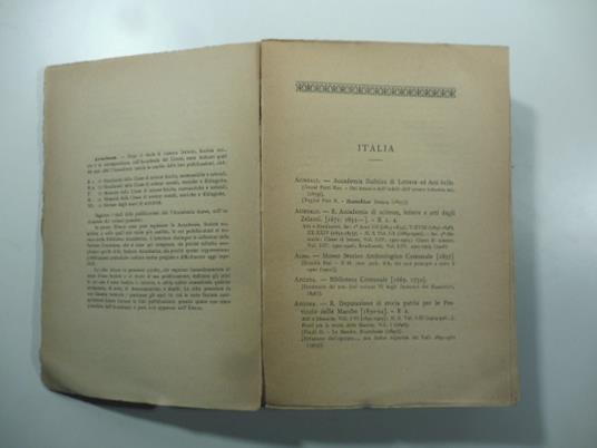 Elenco bibliografico delle Accademie, Societa', Istituti scientifici, direzioni di periodici... corrispondenti con la Reale Accademia dei Lincei e indici delle loro pubblicazioni pervenute all'accademia sino a dicembre 1907 - copertina