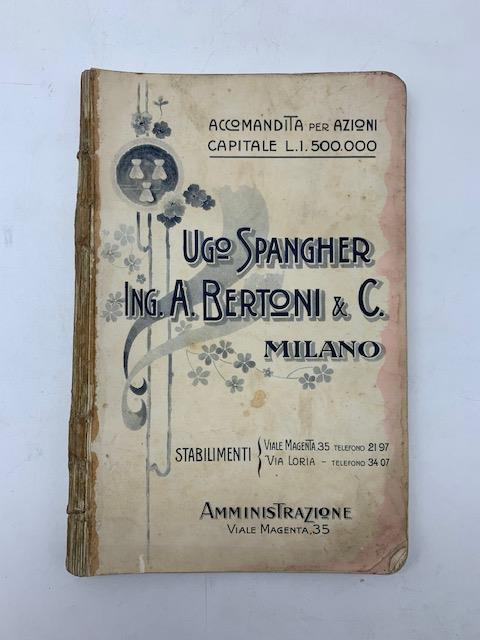 Accomandita per azioni Ugo Spangher, Ing. A. Bertoni & C., Milano. Pavimenti di piastrelle in cemento (catalogo) - copertina