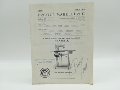 Ercole Marelli & C. 1914. L'applicazione dei motorini elettrici 'Marelli' alle macchine da cucire - copertina