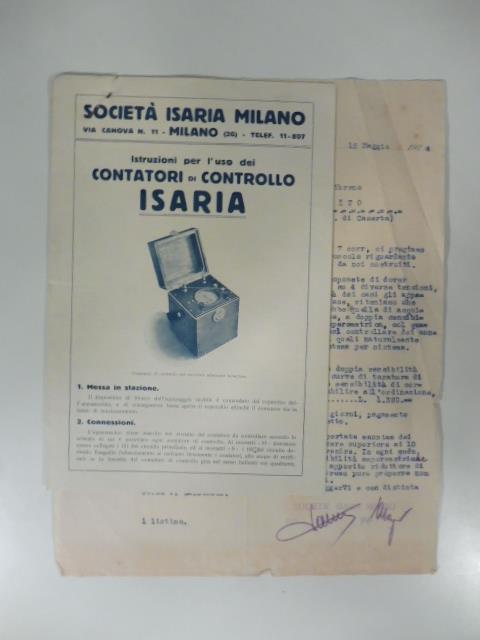 Istruzioni per l'uso dei contatori di controllo Isaria. Pieghevole pubblicitario - copertina